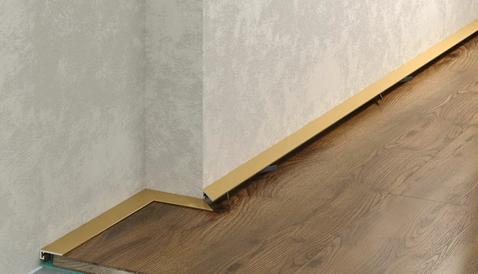 Микроплинтус из алюминия Laconistiq Золото 11х5х2000мм